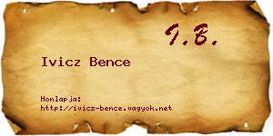 Ivicz Bence névjegykártya